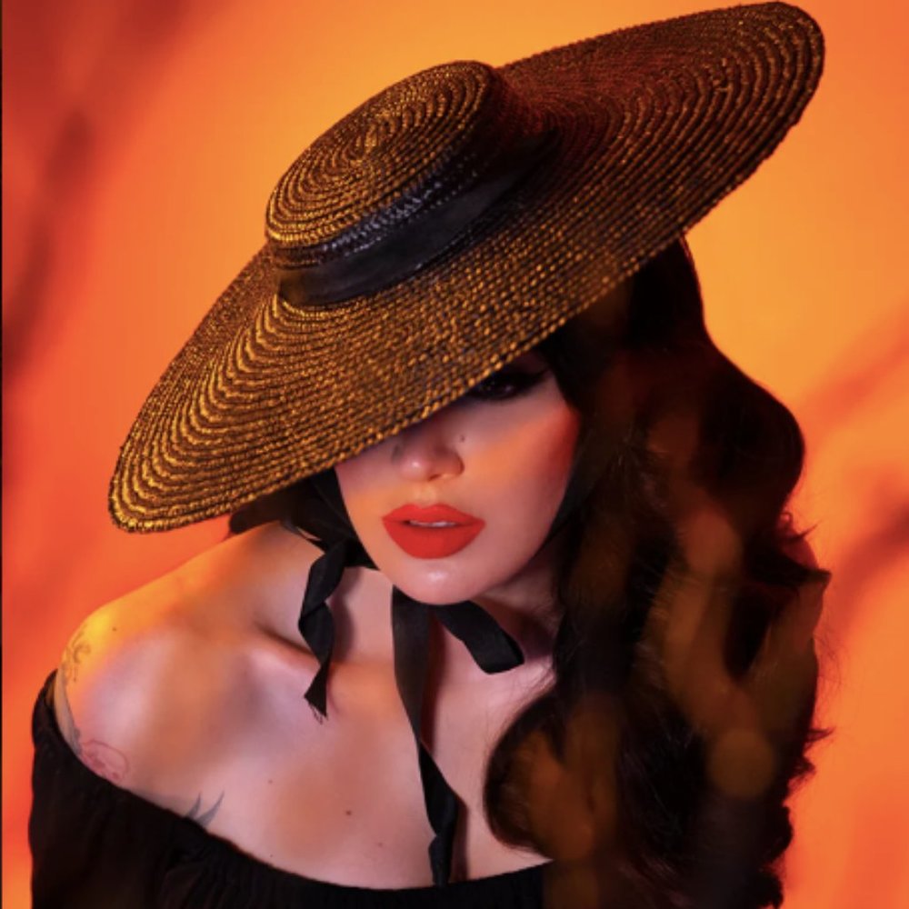 Regular Vintage Sun Hat in Black - Vixen by Micheline Pitt